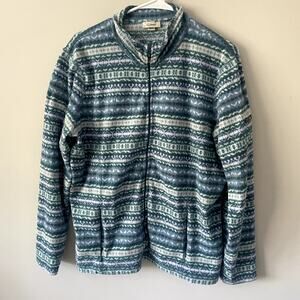 L.L.Bean Shades of Blue / Green Fleece Jacket Sz XL